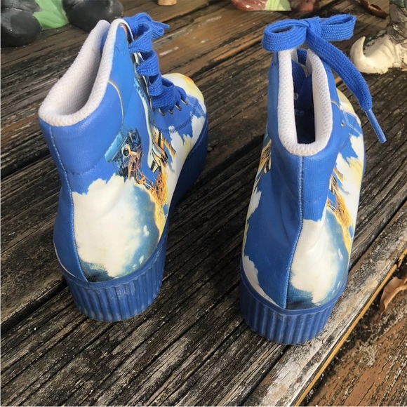 JC Play Jeffrey Campbell Canvas Platform Sneakers Sz 7 HiTops NASA Space Shuttle - Picture 4 of 10